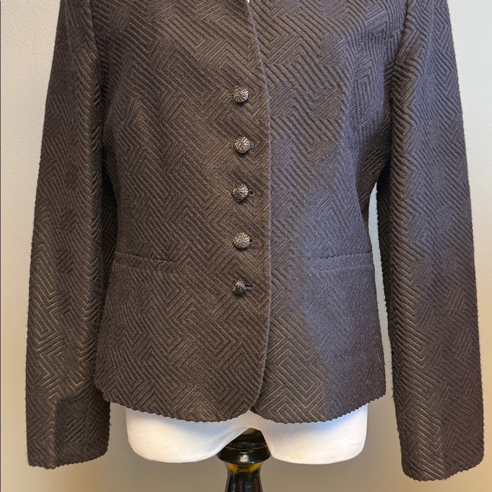 Talbots Brown Textured Blazer Jacket Size 8 Structured Career Classic - Picture 3 of 8